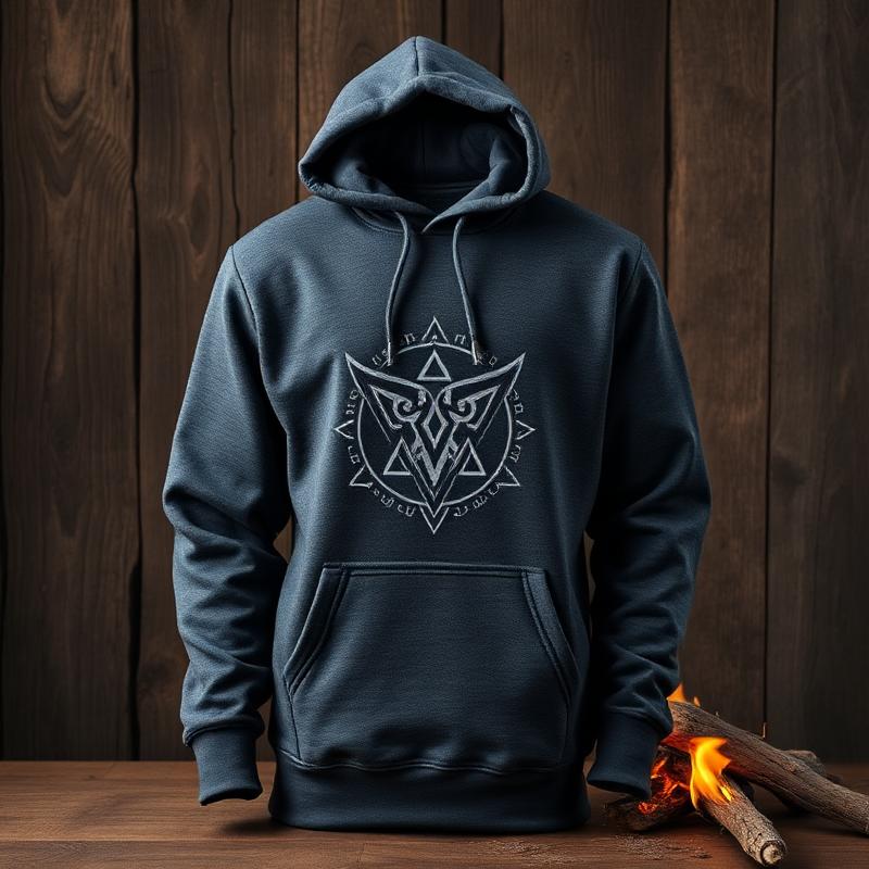 Viking hood with an embroidered Valhalla rune