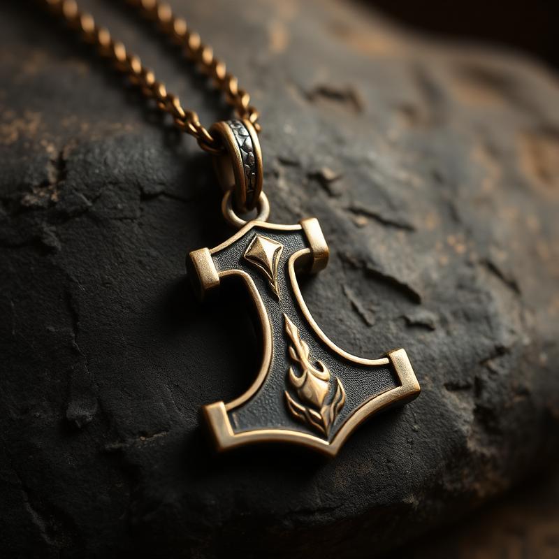 Bronze necklace with Mjölnir charm