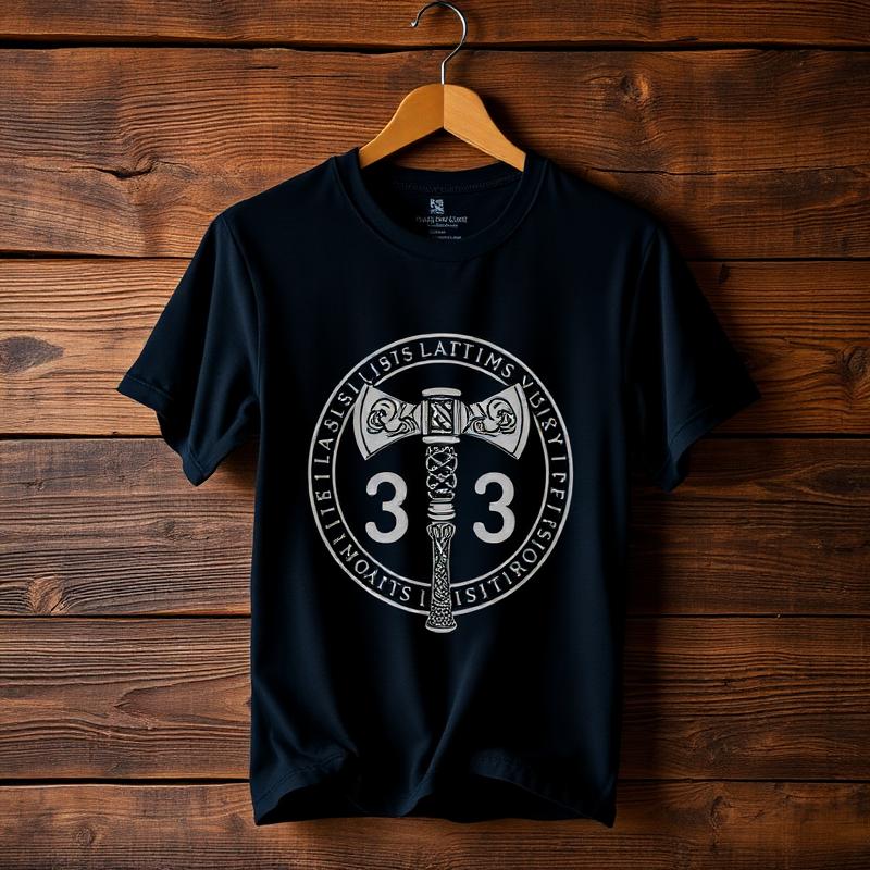 Viking T-shirt featuring a Nordic rune design and an axe